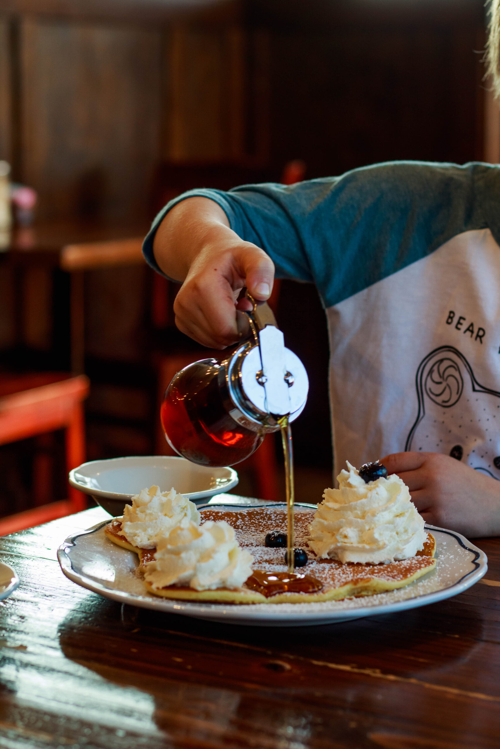 Bear pancake and syrup